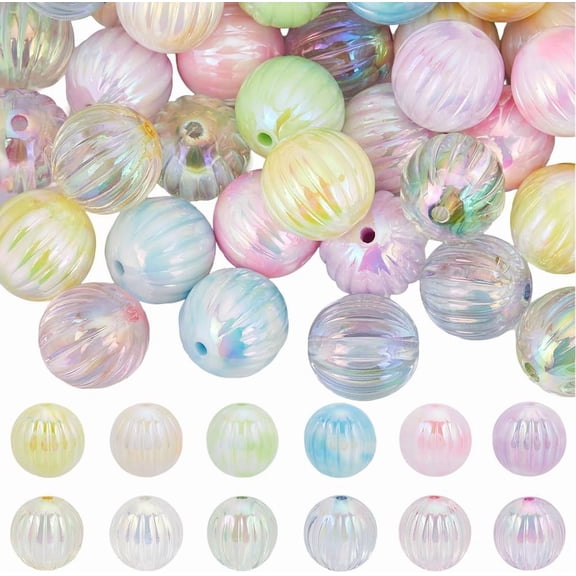 48Pcs 12 Styles Acrylic Beads Iridescent Pumpkin Mixed Color 16mm Hole: 2.5mm 4pcs/style for Handmade