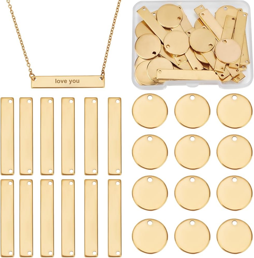 BENECREAT 48-Piece Brass Links Charms Kit - Sun, Moon, Star Connectors For DIY Jewelry Making (6 Styles)