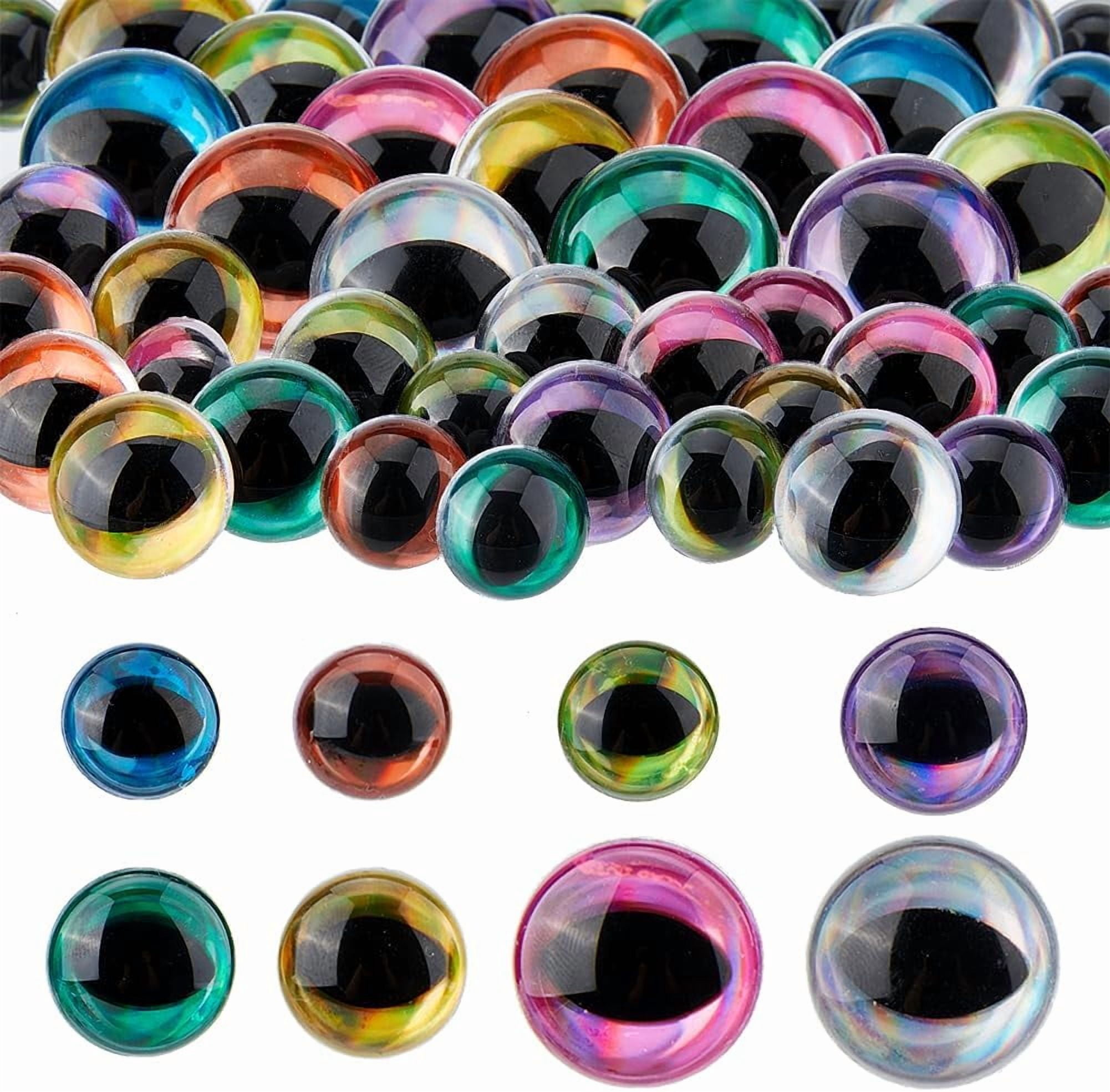 48Pcs 3 Sizes 15/18/24mm Plastic Safety Eyes Stuffed Animal Eyes for Crochet Craft Eyes with Washers for DIY Crafts Stuffed Animals Puppet Plush Dolls Making Accessories Colorful DIY
