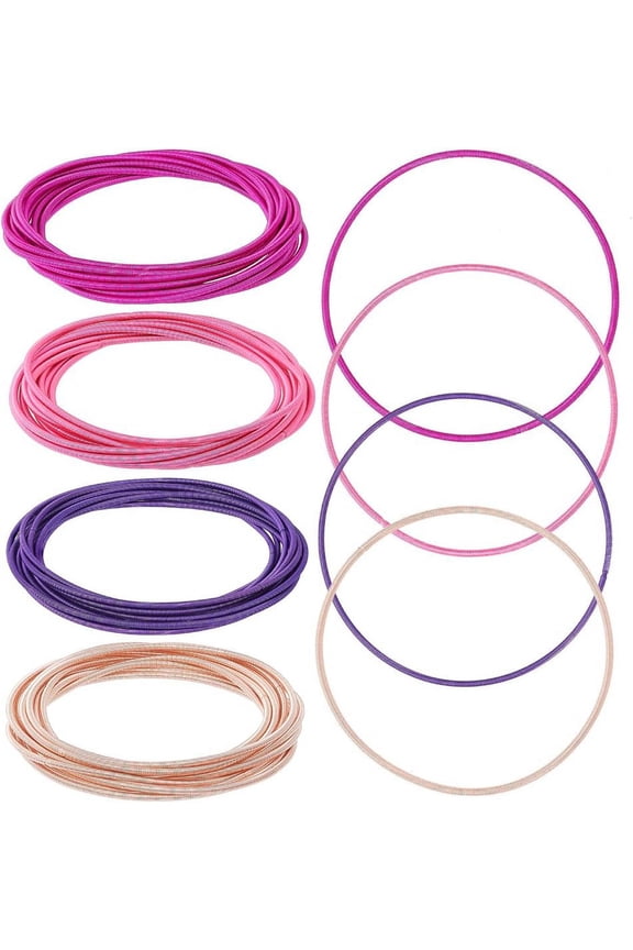 48Pcs 4 Colors 2-1/4 inch Guitar String Bracelets Pink Series Spring Bracelets Minimalist Bracelets Flexible Steel Wire Layered Bracelet for Stackable Wearing Mixed ColorDIY