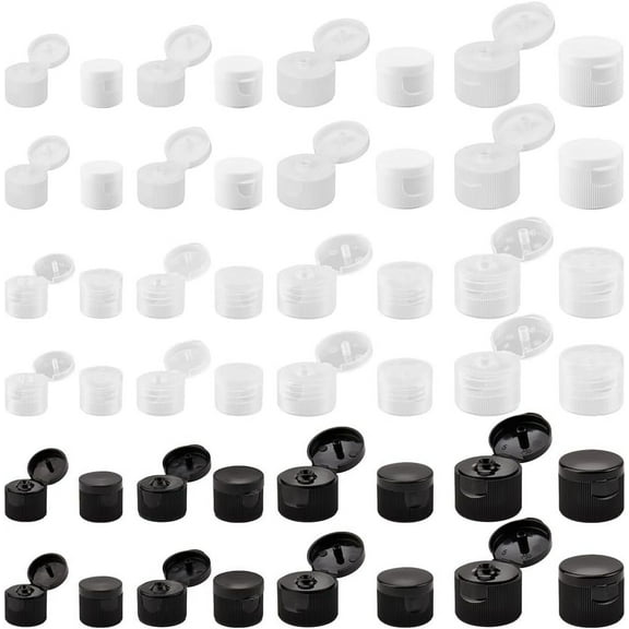 48Pcs 4 Sizes Flip Top Dispensing Cap White Replacement Bottles Emptying Caps Reusable Plastic Leak-Proof Snap Top Stopper Plug