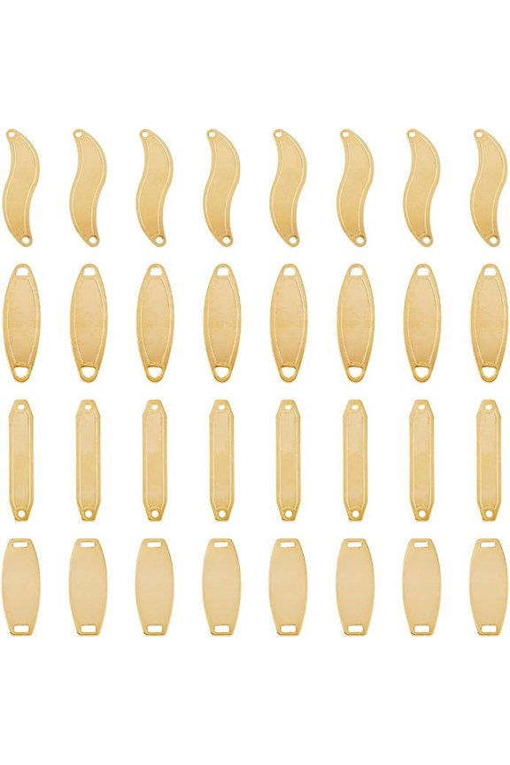 48Pcs 4 Styles Rectangle Link Pendants Horse Eye Connector Charms Oval Link Charms Golden Geometric Links Connectors Stainless Steel Links Charms for DIY Jewelry Making 1box