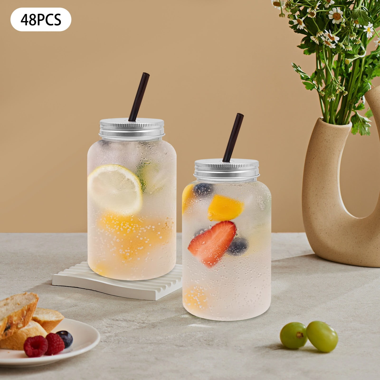 48Pcs 450ml/15.2oz Milk Tea Jars with Lids, Plastic Juice Bottles, Drink  Containers with Aluminum Caps for Wedding Party Favor Water Milk Beer Juice  Beverage - Walmart.com, image size:1600x1600