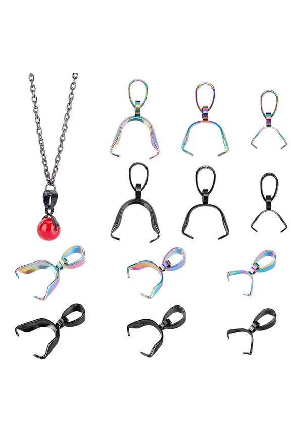 48Pcs 6 Style 304 Stainless Steel Ice Pick Pinch Bails Mixed Color 14~19mm Hole: 6x3.5~3.8mm Pin: 0.7~1mm 8Pcs/style