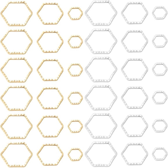 48Pcs 6 Style Real 24K Gold Plated Linking Rings Brass Geometry Jewelry Connector Charms for Necklace Bracelets Jewelry Making