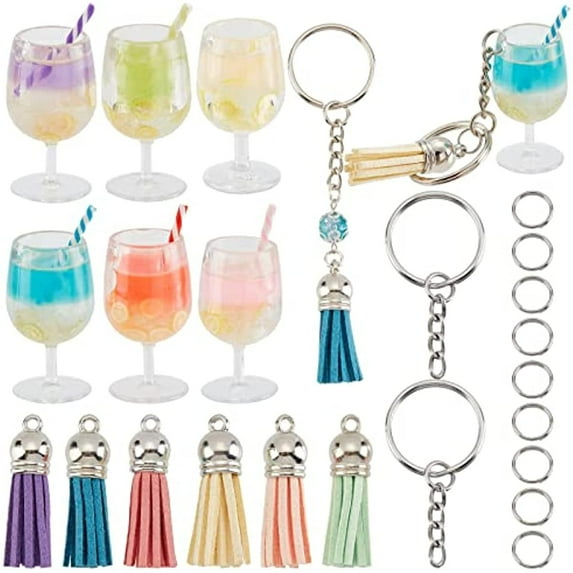48Pcs 6 Styles Fruit Keychain Charms Key Chain Making Kits Acrylic Mini ...