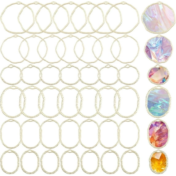 48Pcs 6 Styles Ring Open Back Bezel Pendants Alloy Pendants Bezel Blank Trays Geometric Hollow Frame Charms For DIY UV Resin Epoxy Resin Pressed Flower Jewelry