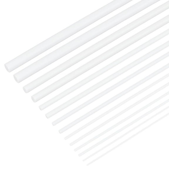 48Pcs 7 Styles Round ABS Plastic Rod Solid Acrylic Dowel Rods ABS Styrene Plastic Round Bar for DIY Model Material Architectural Model Making DIY Sand Table