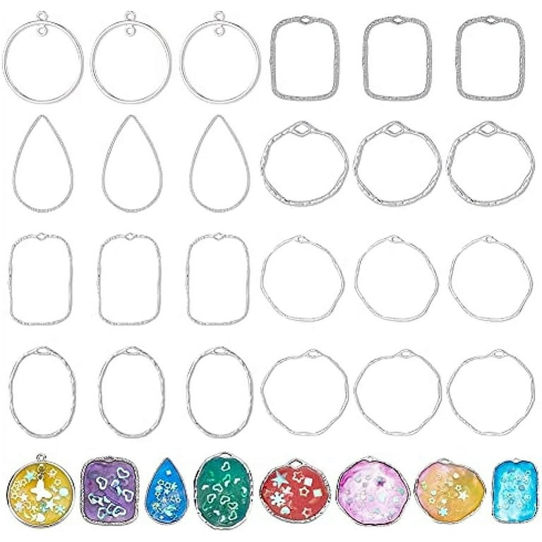 Resin Charms for Jewelry Making Oval Tear Drop Color Glitter 1