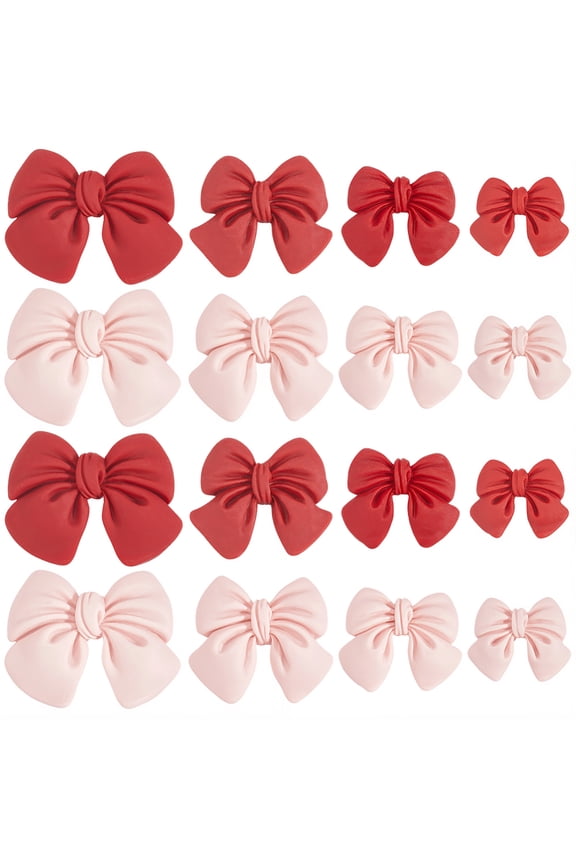 48Pcs 8 Styles Cabochons Flatback Resin Bows Charms Bulk Red Pink Opaque Coquette Bowknot Bowtie 3D Charm Cabochon Embellishments