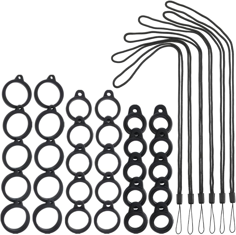 GORGECRAFT 36PCS Anti-Lost Necklace Lanyard Set - Black, With Silicone Rings For Keys, Pens, USB