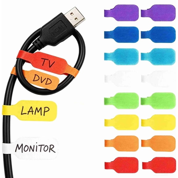 48Pcs Cable Labels for Cords, Waterproof Cord Labels for Electronics Wires and Identification, Self Adhesive Tear Resistant Cord Tags for Laser Printer and Handwriting(Multicolor)