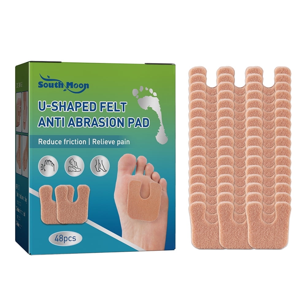 48Pcs Callus Cushions Pain Pressure Relief Foot Care UShaped Felt