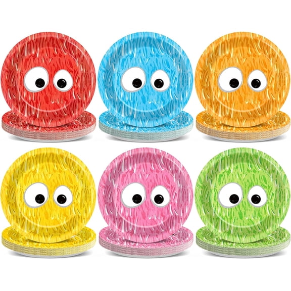 48Pcs Cartoon Theme Party Supplies 7In Colorful Paper Plates Friends Party Disposable Tableware Set for Birthday Baby Shower Cartoon Parties Supplies Decorations