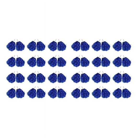 48Pcs Cheerleading Pom Poms Metallic Foil Cheer with Plastic Handle for Adults Kids Cheerleaders Blue