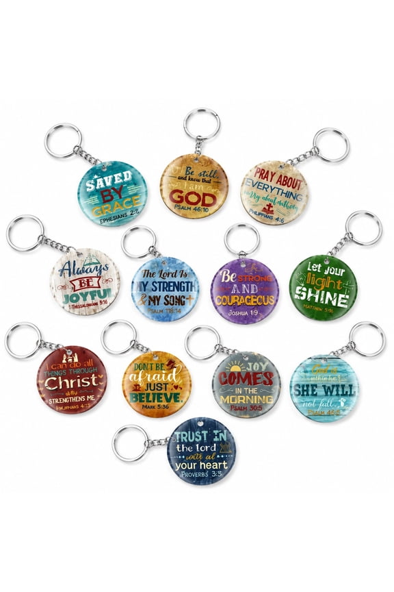 48Pcs Christian Bible Verse Keychains Religious Acrylic Keychain Set, Floral Scripture Keychains for Church Favors, Baptism Gifts, Faith Based Party Favors, Inspirational Gifts for Friends