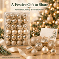 thumbnail image 1 of 48Pcs Christmas Tree Bauble Ornaments Set, Champagne Shatterproof Hanging Balls, 1.57in & 2.36in Xmas Tree Decor, Holiday Party Home Indoor Decor, 1 of 7