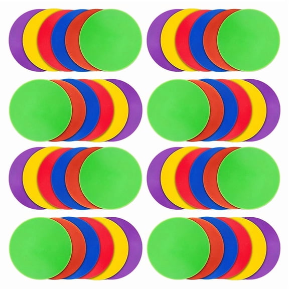 48Pcs Colored Spot Marker Non-Slip Agility Markers Flat Cones Dots for Football Basketball Training Dance Practice
