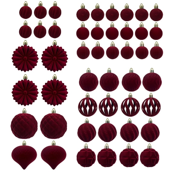 48Pcs Decorative Baubles Shatterproof Velvety Ornament Christmas Tree Decorations for Holiday Party Centerpieces