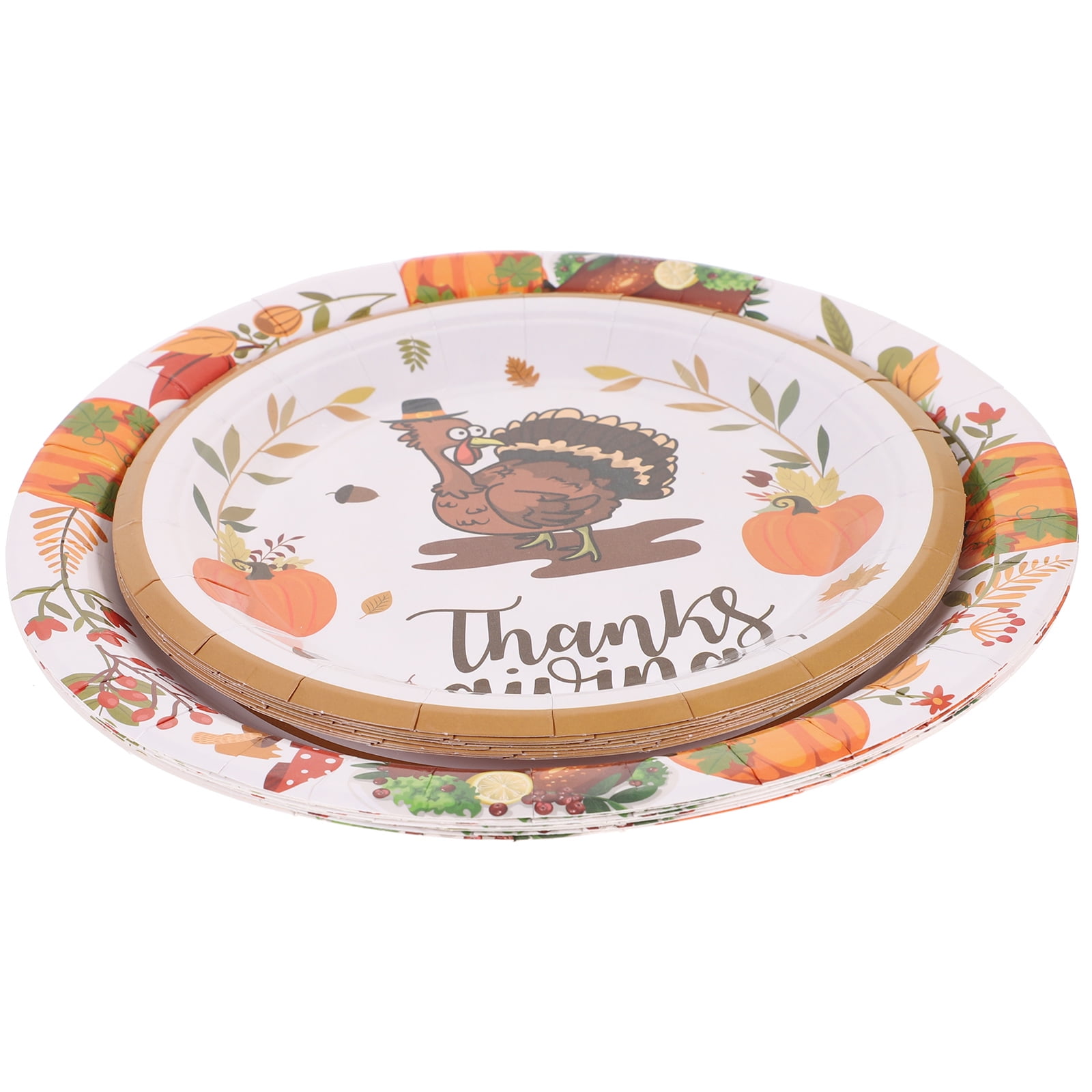 48Pcs Disposable Party Plates Thanks Giving Paper Plates Turkey Pattern