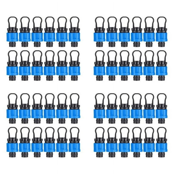 48Pcs Drip Irrigation Tubing End Cap Plug 1/2 Inch Universal End Cap Fitting, Compatible with 16-17mm Drip Tape Tubing