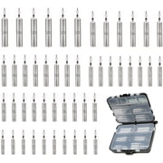 48Pcs Drop Shot Weights Set, Slim Pencil Style Lead Fishing Weights Sinkers Kit for Dropshot Rigging 6 Sizes Assorted with Barrel Swivel and Rig Beads