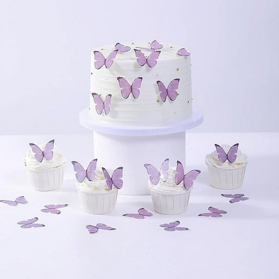 48Pcs Edible Butterflies for Cake Decorating Wafer Paper Butterfly Cupcake Toppers Edible Cake Toppers for Wedding Birthday Party Cupcakes Decorations(Mix Color)