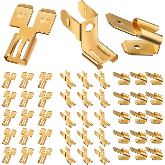 48Pcs Female Spade Connector, Double Piggyback Connector 16 Each, Chair Terminal Quick Disconnect Adapter, Connectors, Connectors Combination Kit