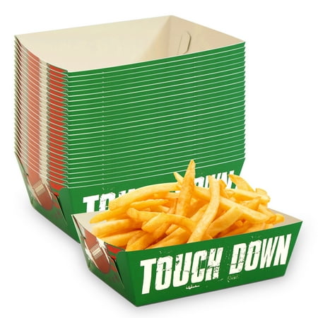 2lb Football Party Decorations Paper Football Plates Disposable Food Boats Serving Trays Sports Party Birthday Party Supplies 5.5 x 4.3 Inch(Field Style, 48 Pcs)