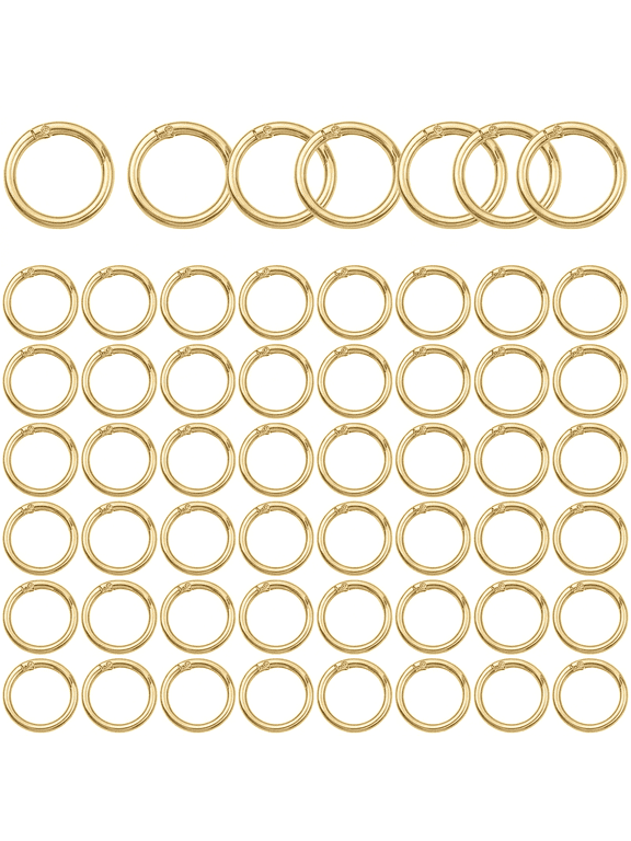 48Pcs Golden Metal Spring O Ring Carabiner Clips, Round Snap Hook Keychain Rings Bulk for DIY Keychain, Bag Charm, Purse & Dog Accessories