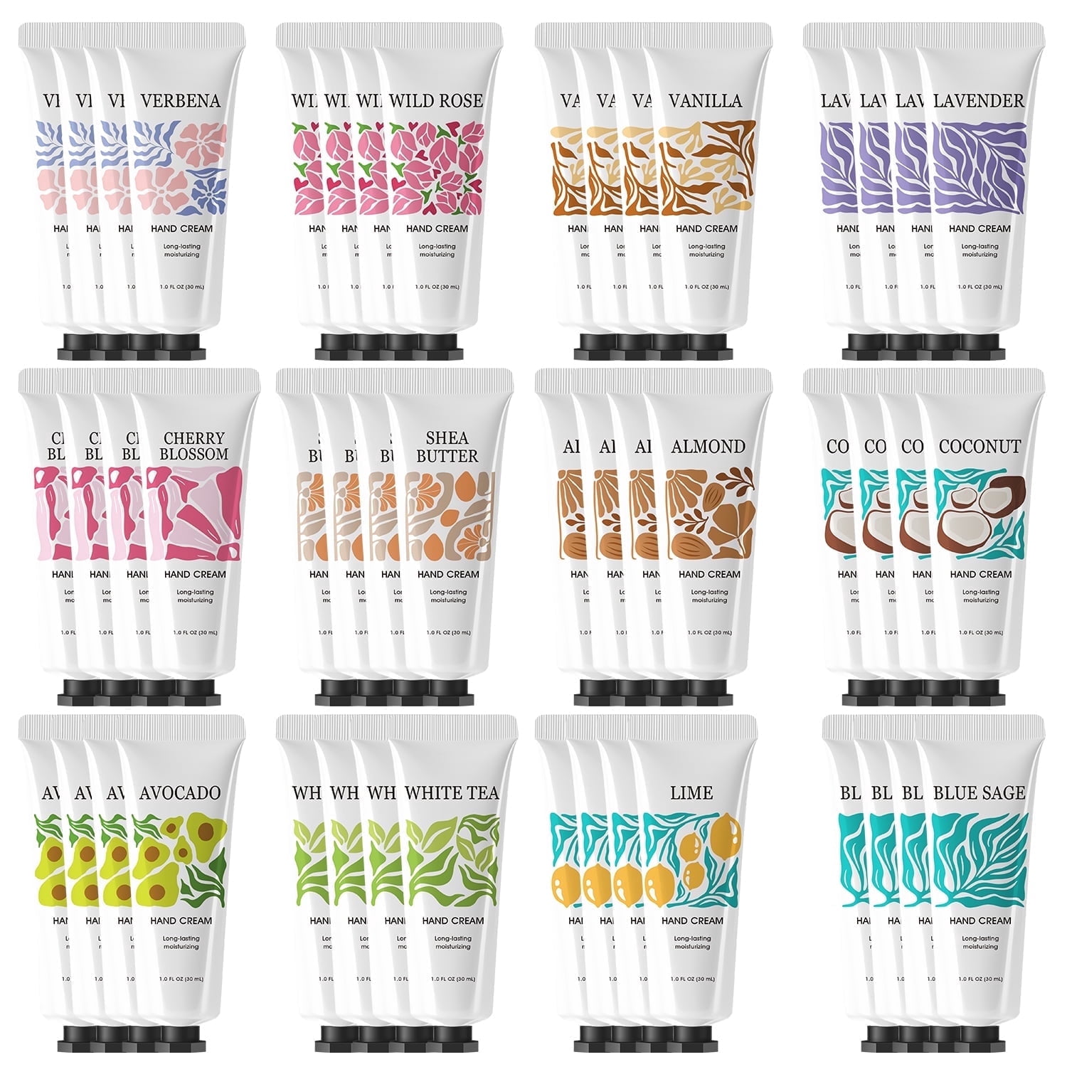 48Pcs Hand Cream Bulk Gift Sets for Women, Travel-Size Moisturizer for Dry Hands, Natural Scent Hand Lotion Set for Stocking Stuffers & Self-Care, Party Favors Bridesmaid Gifts