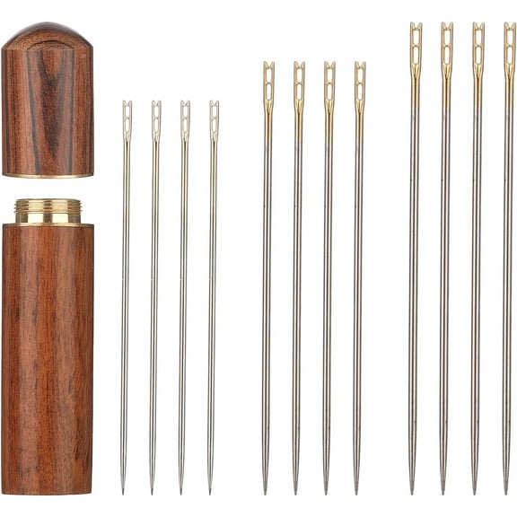 48Pcs Large Eye Sharp Needles, Self Threading Needles for Hand Sewing, Easy to Thread Big Eye Sewing Needles, Embroidery Needles Blind Needles in 3 Sizes 1.42/1.5/1.65 in for DIY Embroidery Sewing