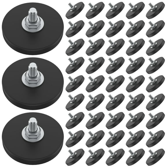48Pcs Magnet Base 1.7 Inch Round Neodymium Mounting Magnet M6 Thread Stud Magnet Anti-Scratch Strong Magnet for Lighting Bar Camera Cabinet Blackboard Refrigerator