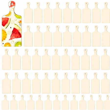 48Pcs Mini Cutting Boards With Handle, Mini Charcuterie Boards, Small Wooden Cutting Board, Unfinished Wood Paddle Boards, Cutting Board for Crafts, Christmas Cooking Decor, Food Display, DIY