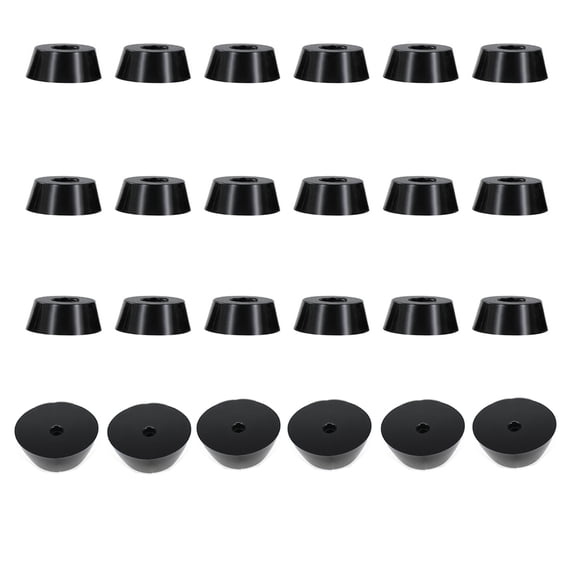 48Pcs Rubber Round Table Chair Furniture Feet Leg Pads Conical Recessed Rubber Feet Bumpers Black