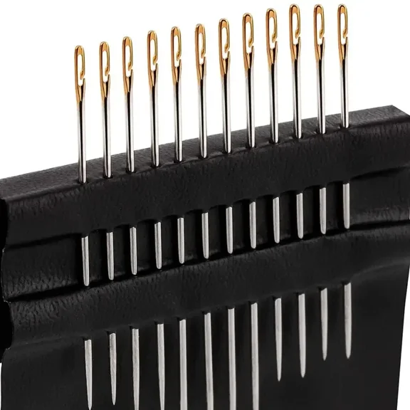 48Pcs Self Threading Blind Side Hole Sewing Needles Stainless Steel Easy Thread Hand Sewing Needles for Elderly Household Repair DIY Jewelry Beading