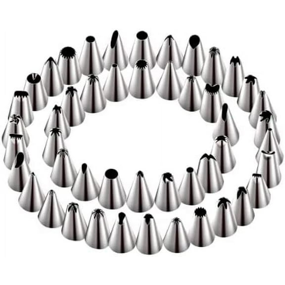 48Pcs Stainless Steel Cake Decoration Nozzle Piping Set for Cake Decoration, Icing, Decoration of Cupcakes/Tart/Pie/Muffin/Pastry, Kitchen/Baking Tools