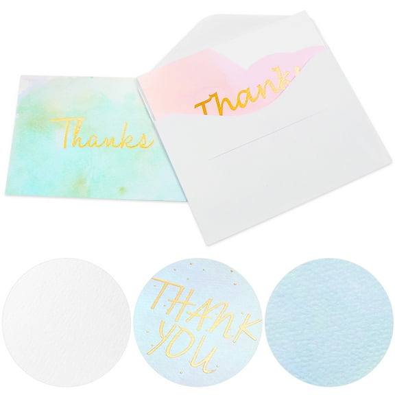 PartyKindom Bronzing T You Cards 6 Watercolor Patterns with Envelopes 48Pcs