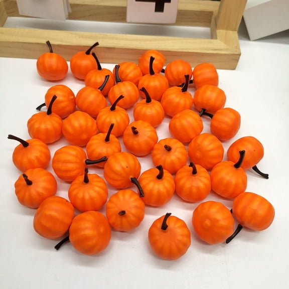 48Pcs Tiny Realistic Artificial Mini Pumpkins, Lightweight Smooth Unbreakable Kid Pet Safe Miniature Fall Decor Table Centerpiece Classroom Window Wedding Thanksgiving Halloween Home Decor