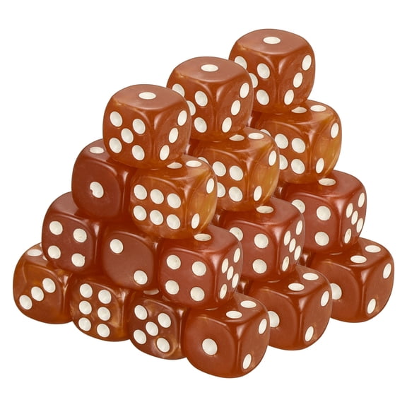 48Pcs Translucent Polyhedral Dice 12mm Square Dice W Rounded Edge, Brown