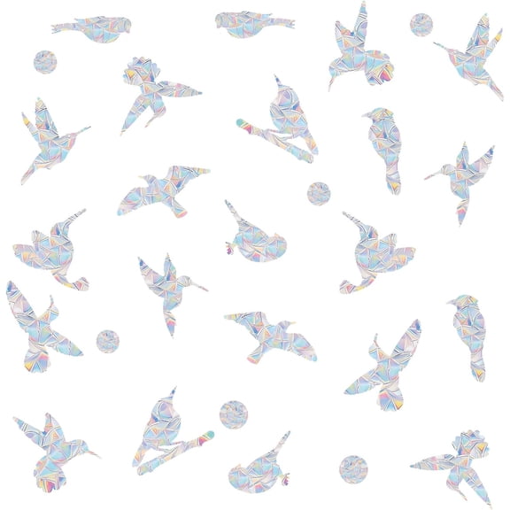48Pcs Window Stickers to Prevent Bird Strikes, Hummingbird Modeling Bird Window Strike Prevention Stickers, Weather-Reflective Window Stickers for Birds