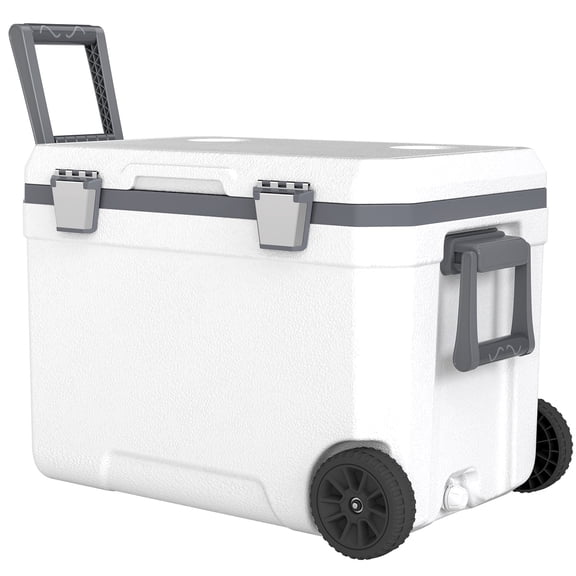 48QT Portable Cooler with Handle, Wheeled Insulated Hard Sided Cooler Ice Chest Box for Outdoors,Camping,Travel,Car