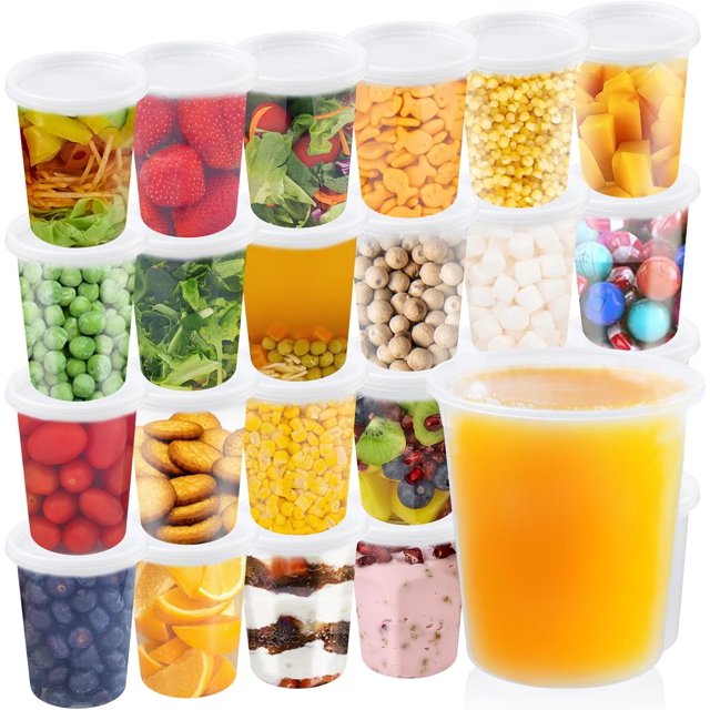 [48Set] Meal Prep Containers Reusable, Plastic Cups With Lids, Food