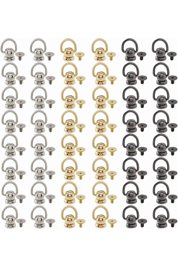 48Sets 3 Colors Zinc Alloy and Iron Ball Studs Rivets Pull Ring Rivets for Phone Case DIY DIY Leather Craft Handbag Purse Accessories