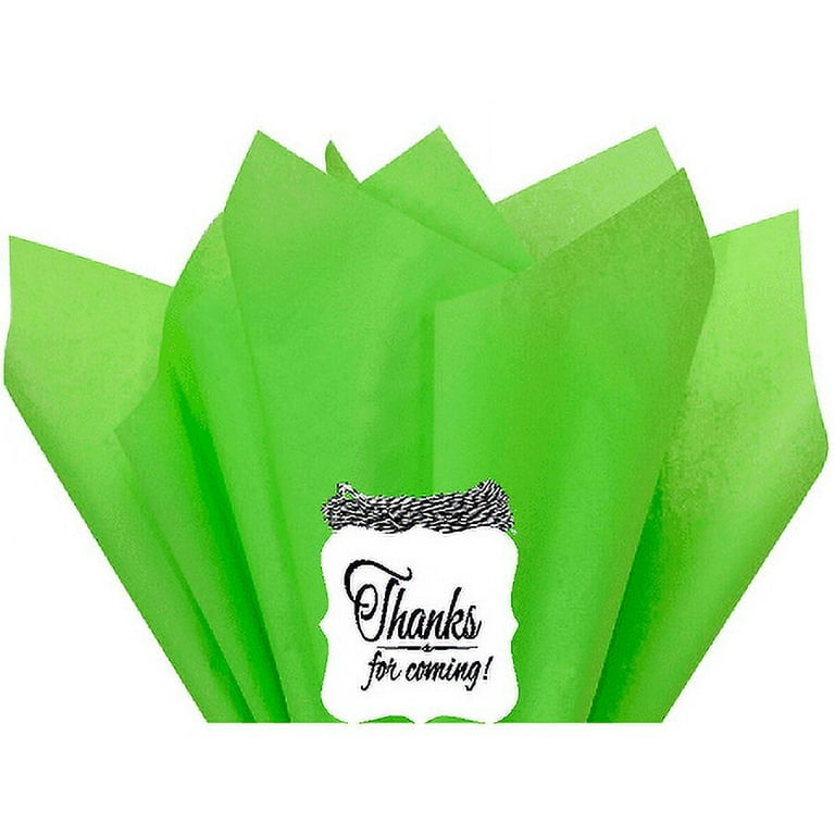 48Sheets Bright Neon Green 20 x 30Large Gift Wrap & Large Flower  Decoration Crafting Color Tissues Paper with Decorative Thanks Gift Tags 