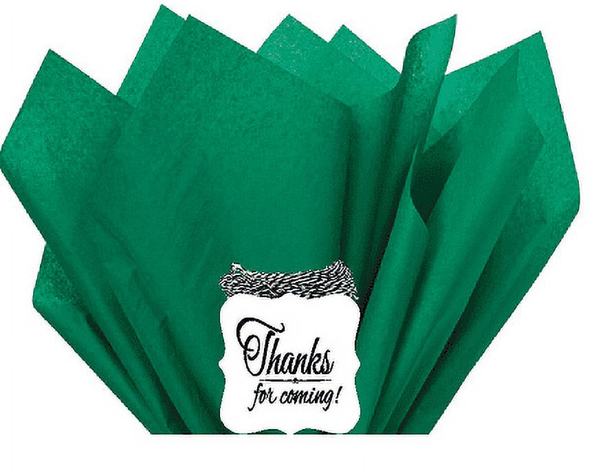 48Sheets Emerald Green 20 x 30Large Gift Wrap & Large Flower Decoration  Crafting Color Tissues Paper with Decorative Thanks Gift Tags 