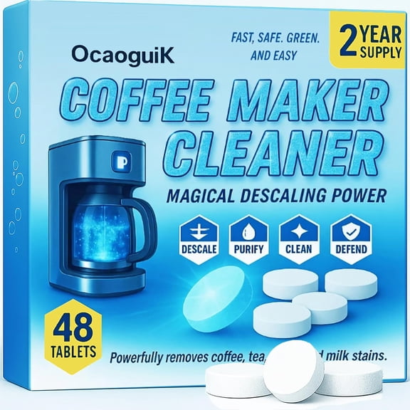 48TabsCoffee Maker Cleaner and Descaler & Coffee Pot Cleaner. Powerful Keurig Descaling Solution. Coffee Machine Descaler Tablets Compatible with Keurig, Breville, , DeLonghi & Machines