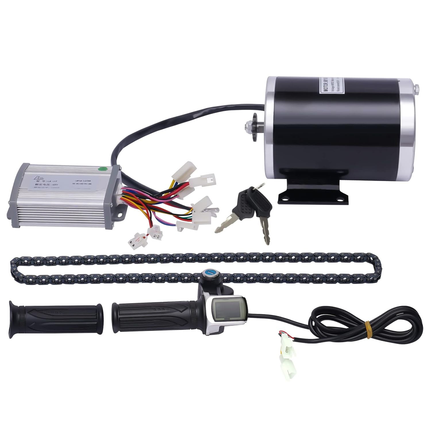 48V 1000W Brush Electric Bicycle Motor, Motor Controller High Speed Electric Motor Kit for 12 inches of Go Karts, ATVs and Scooters