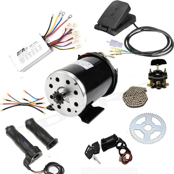 48V 1000W Electric Brushed DC Motor Kit with Controller Sprocket Reverse Throttle for DIY Parts Electric Bicycle Kit E Bike Scooter ATV Quad Go Kart Buggy Golf Cart Razor