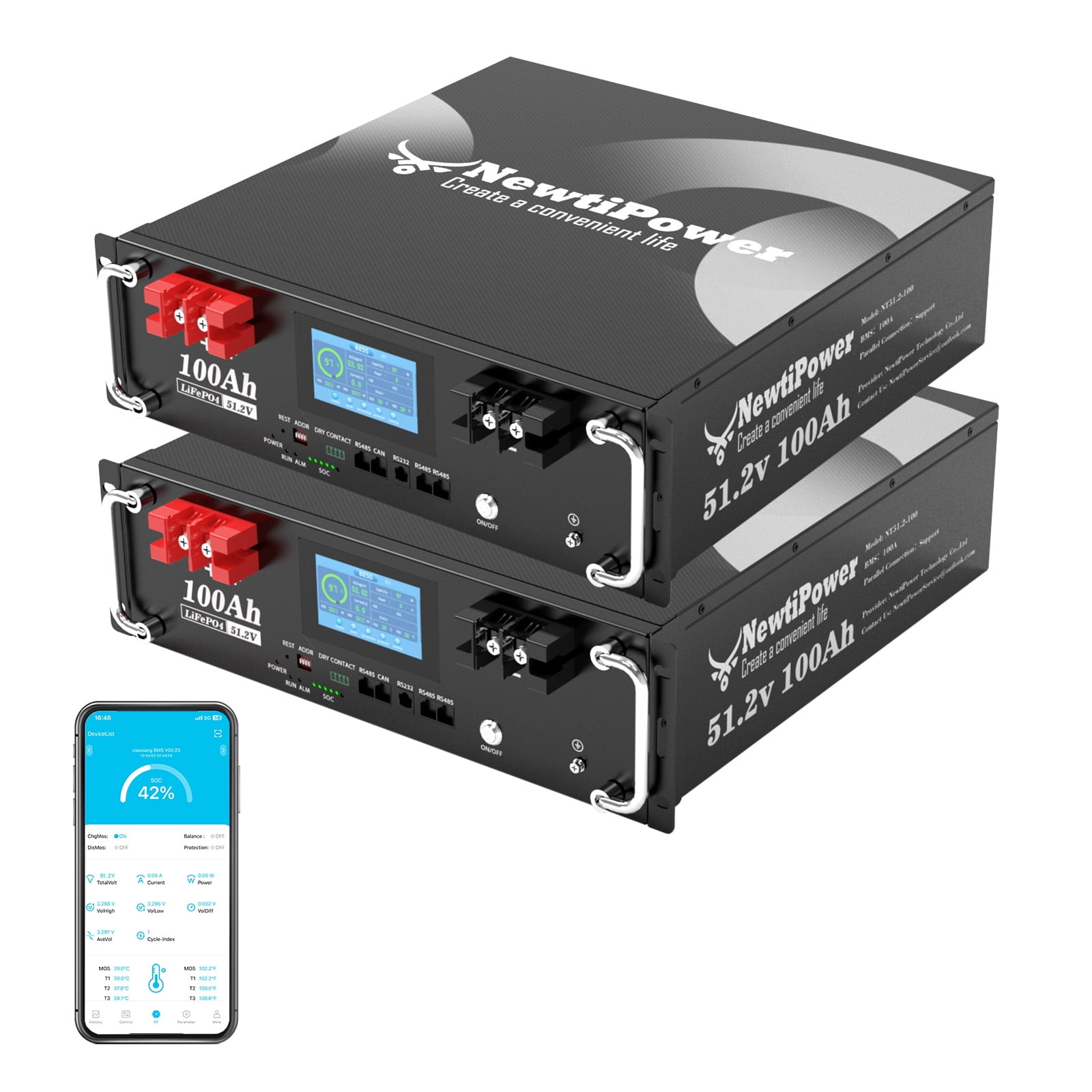 48V 100Ah 3U 10.2KW Server Rack Lithium LiFePO4 Battery with 10 ...